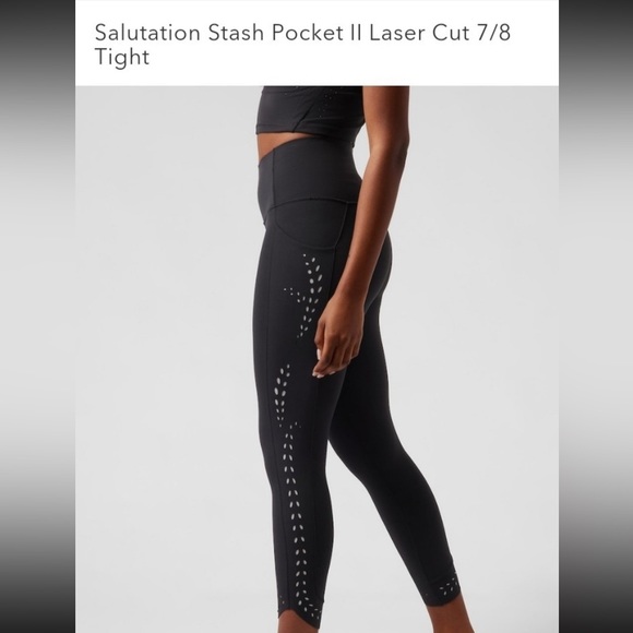 Athleta Pants - ATHLETA SALUTATION STASH POCKET II LASER CUT 7/8 TIGHT LEGGING